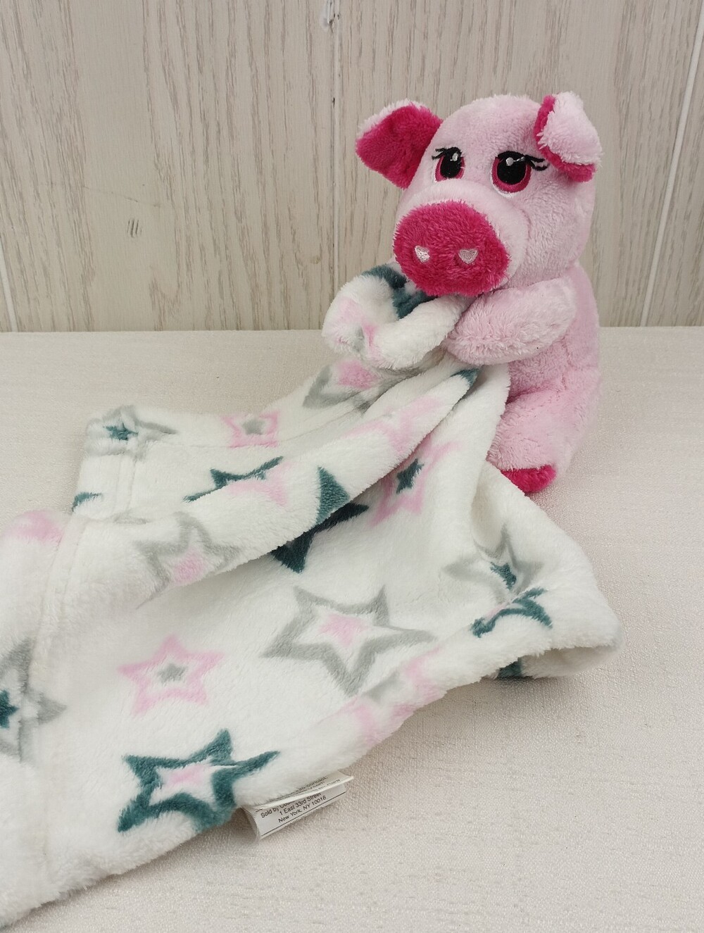 Little Beginnings Plush Pastel Pink Piglet Lovey Security Blanket Baby Stars
